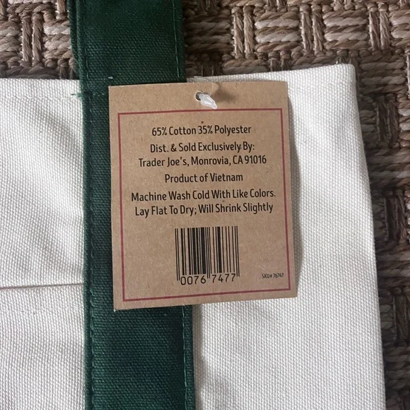 Trader Joe’s Forest Green Mini Canvas Tote Bag - Picture 2 of 3
